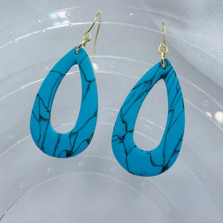 Turquoise Hollow Teardrops for wholesale by Shannon V Jewelry