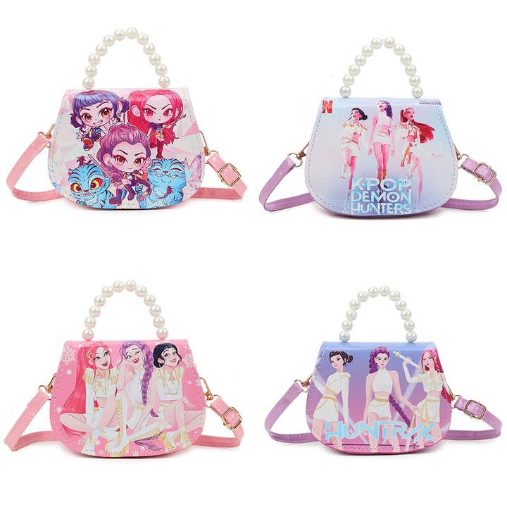 Sac bandoulière pour enfants avec imprimé anime K-POP Demon Hunters, poignée en perles et sangle en PU pour la vente par Auraquise