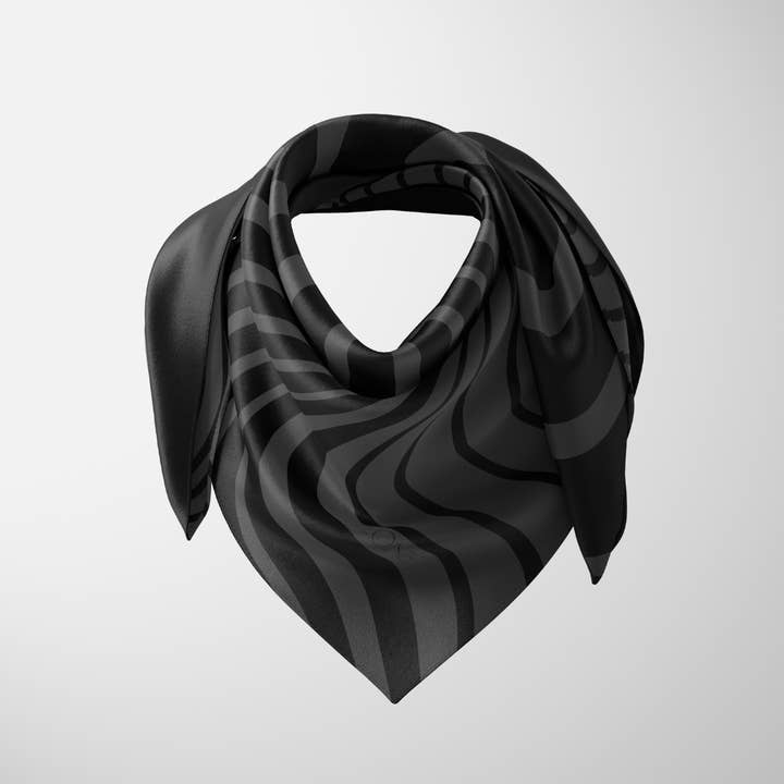Leonie - Wholesale Scarf - Women's - Ebony Wave, 90cm Silk Scarf2