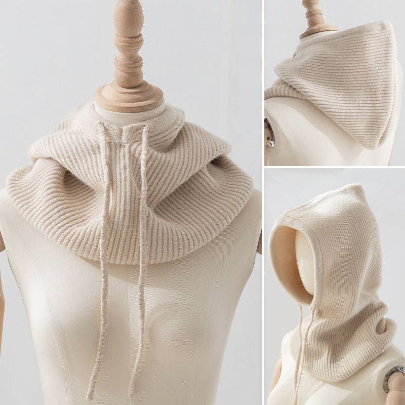 Dipped Shop - Wholesale Beanie - Women's - Drawstring Hooded Scarf One-Piece Hat & Scarf DPS16120