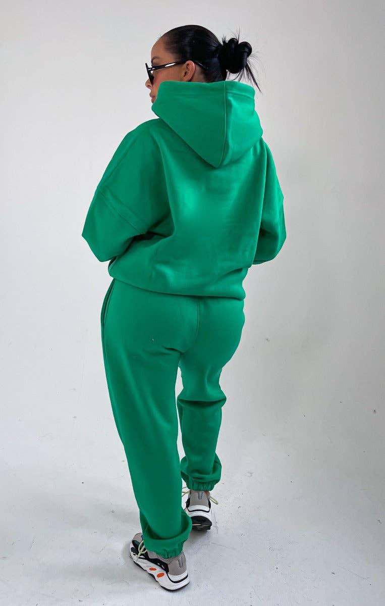 Femme Luxe – wholesale Tracksuit – Women′s – Green Hoodie & Joggers Tracksuit Set - Bellamy9