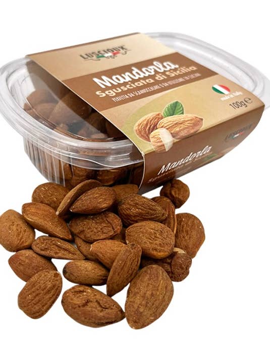 Cuenco de 100 g de almendras peladas sicilianas para venta al por mayor de LUSCIOUX - OMNIA GROUP SRL