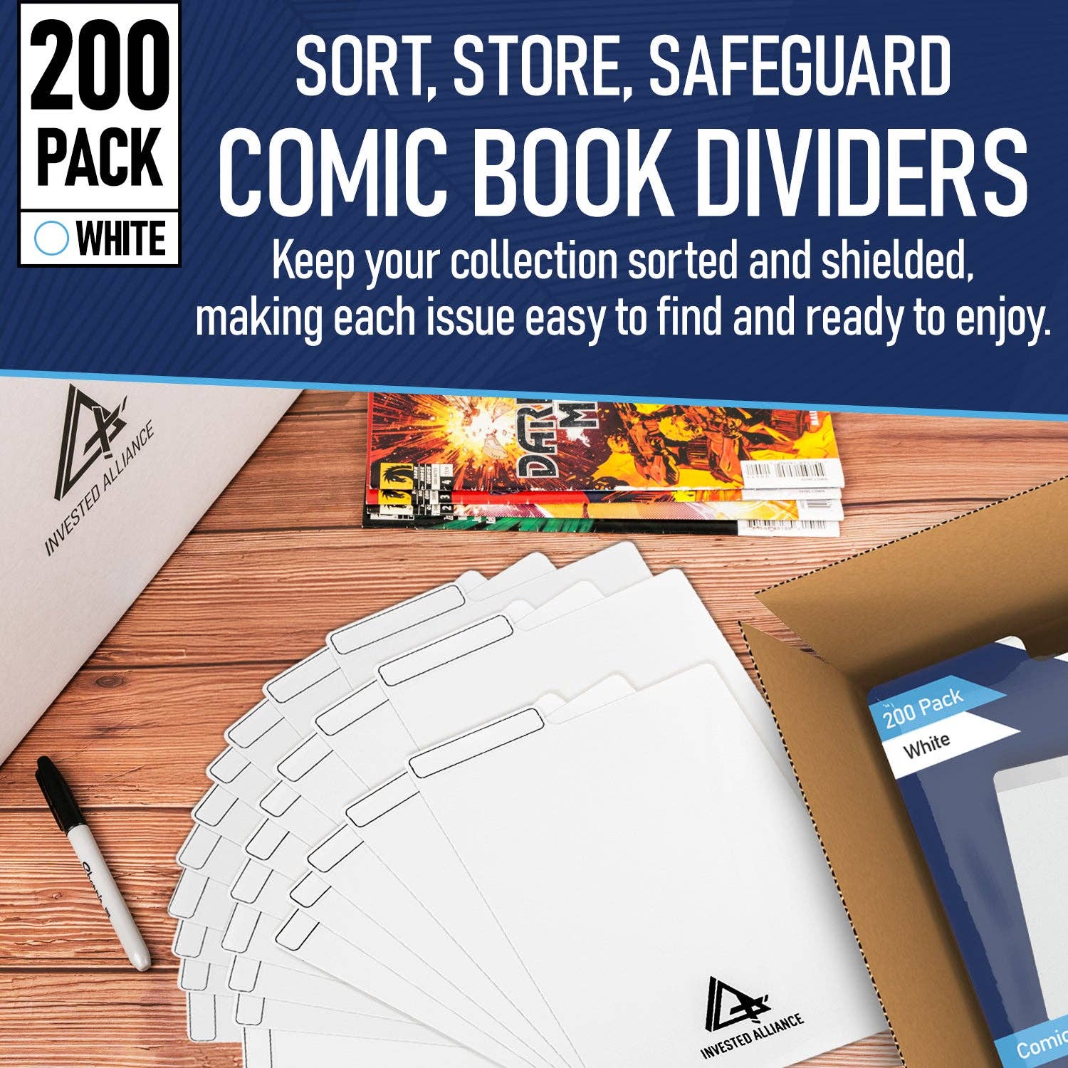 Invested Alliance LLC - Wholesale Binder - White Comic Book Dividers - 200 Pack1