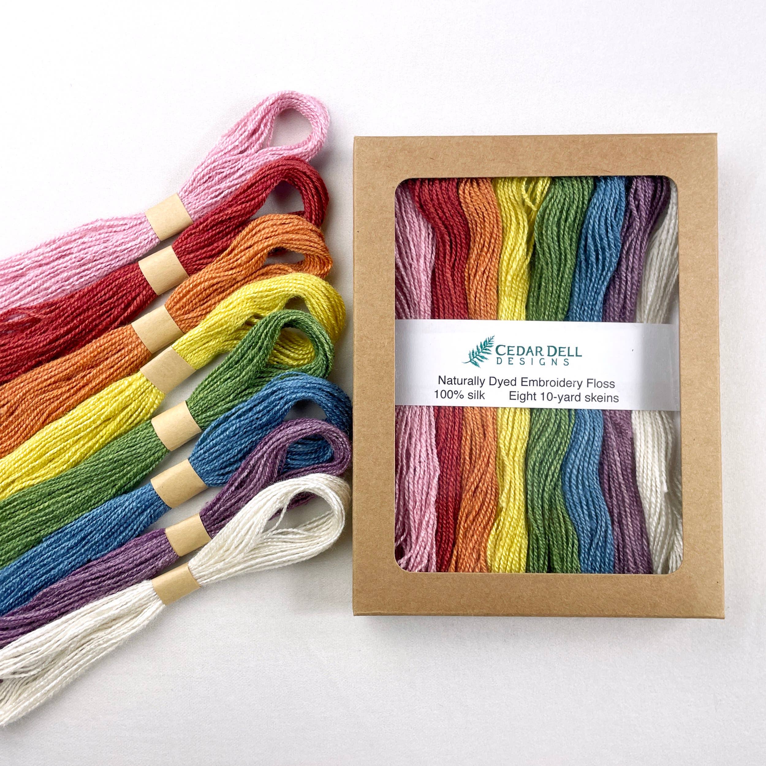 Cedar Dell Designs - Wholesale Embroidery/Cross Stitch Supplies - Naturally Dyed Silk Embroidery Floss - Rainbow Set4