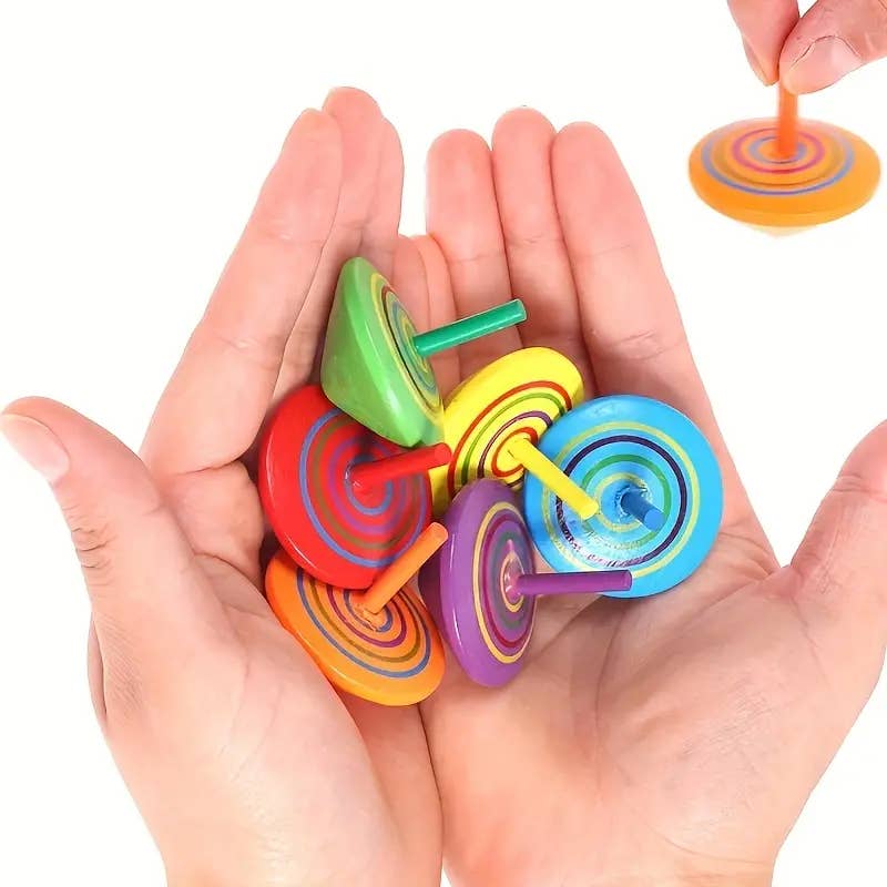 Magnifique Hearts - Wholesale Wood Toy - Kids - Rainbow Wooden Spinning Top: Desktop Decompression Toy