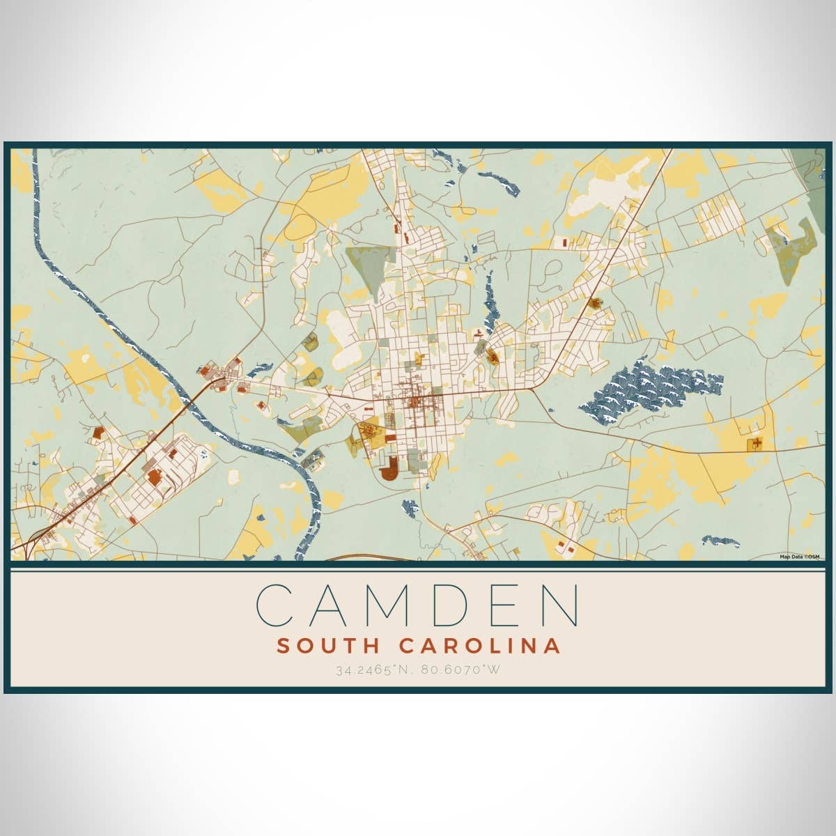 JACE.design - Wholesale Art Print - Camden SC Map Print Woodblock3
