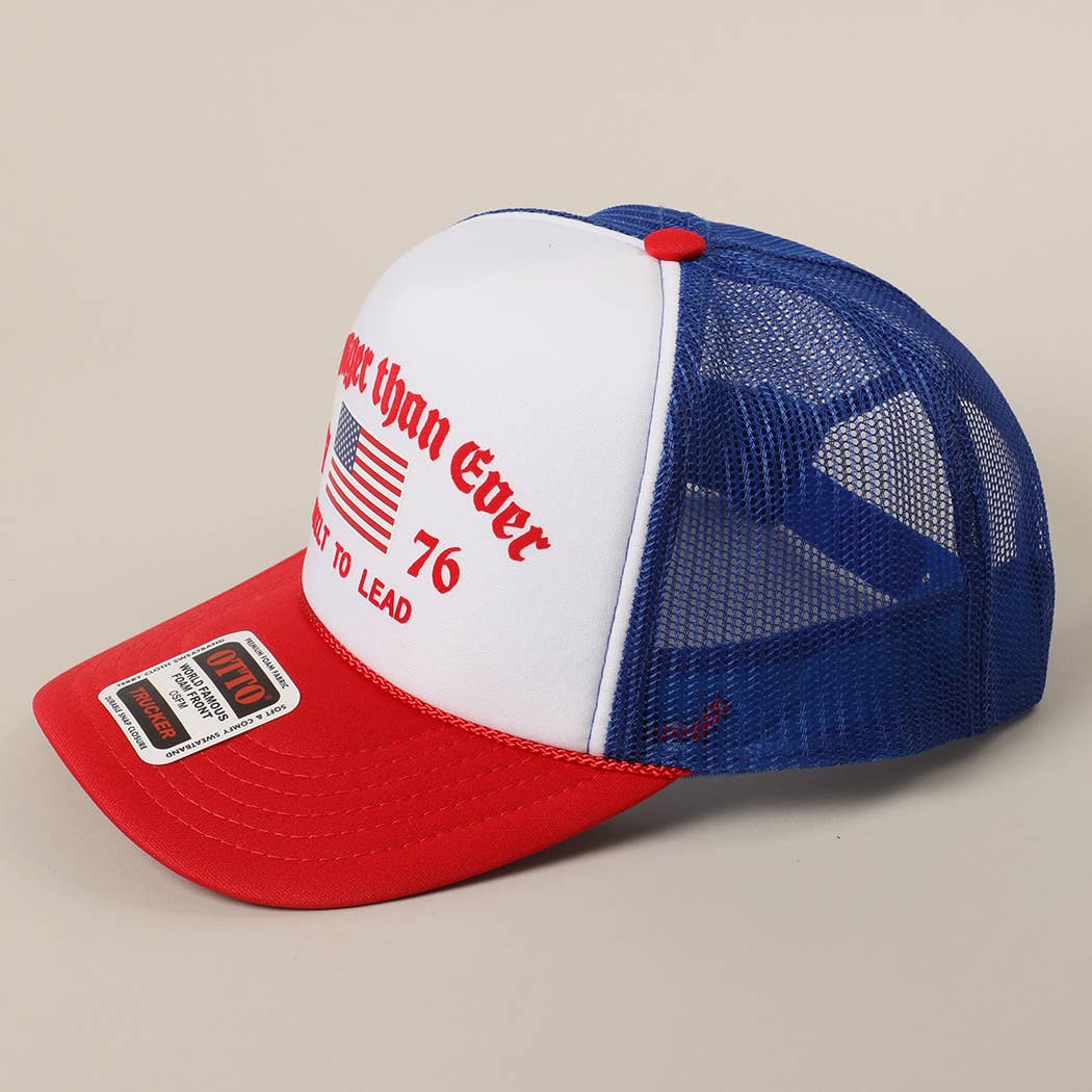 Fashion City - Vente Casquette de camionneur – unisexe - Casquette Trucker en Maille avec Imprimé Drapeau Américain Plus Fort que Jamais5