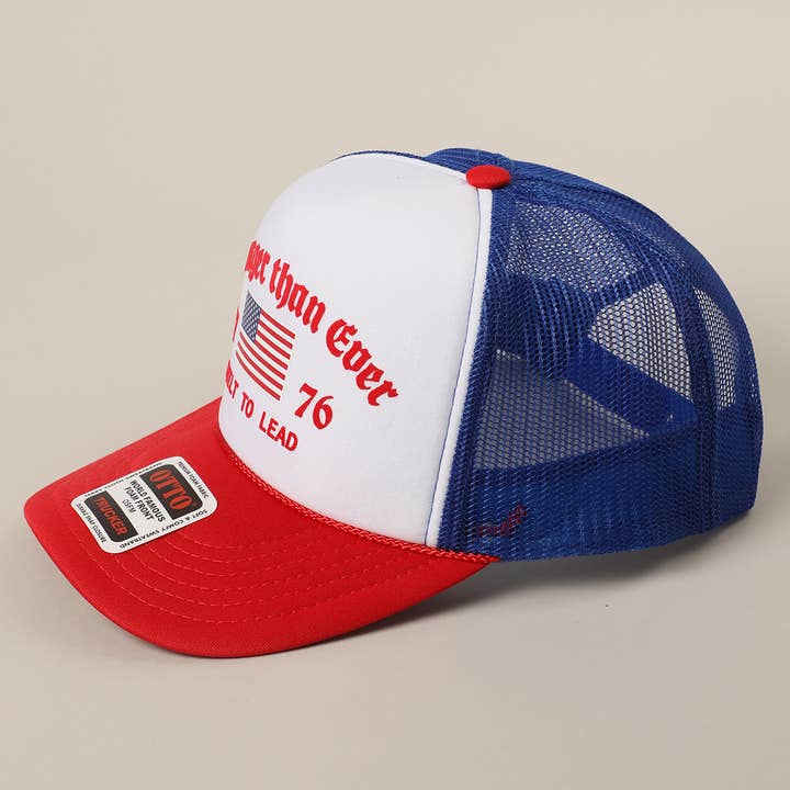 Fashion City - Vente Casquette de camionneur – unisexe - Casquette Trucker en Maille avec Imprimé Drapeau Américain Plus Fort que Jamais5