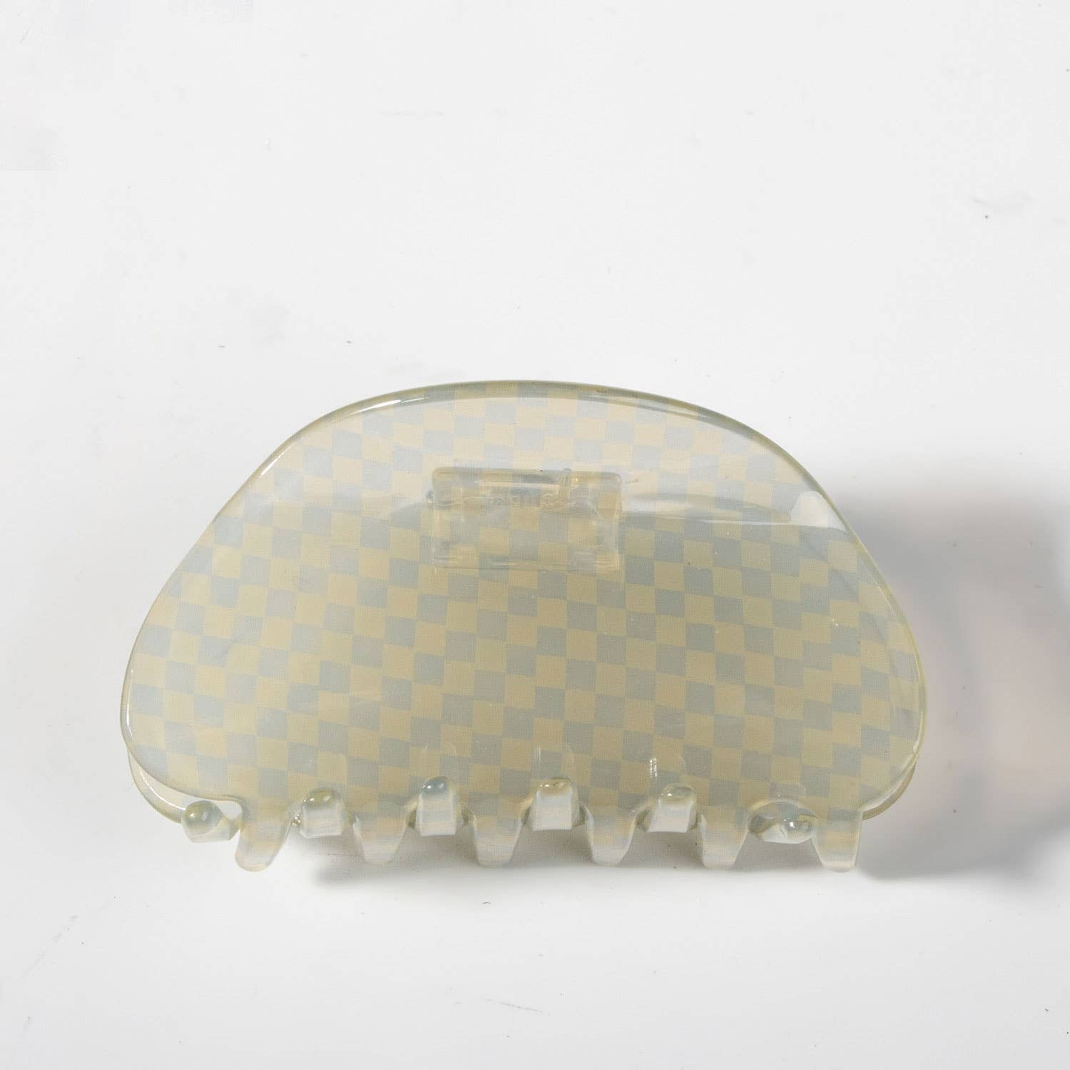 ACCITY - Wholesale Hair Clip - Women's - Checkerboard Acrylic Hair Claw Clip Half Round _CWAHA03262