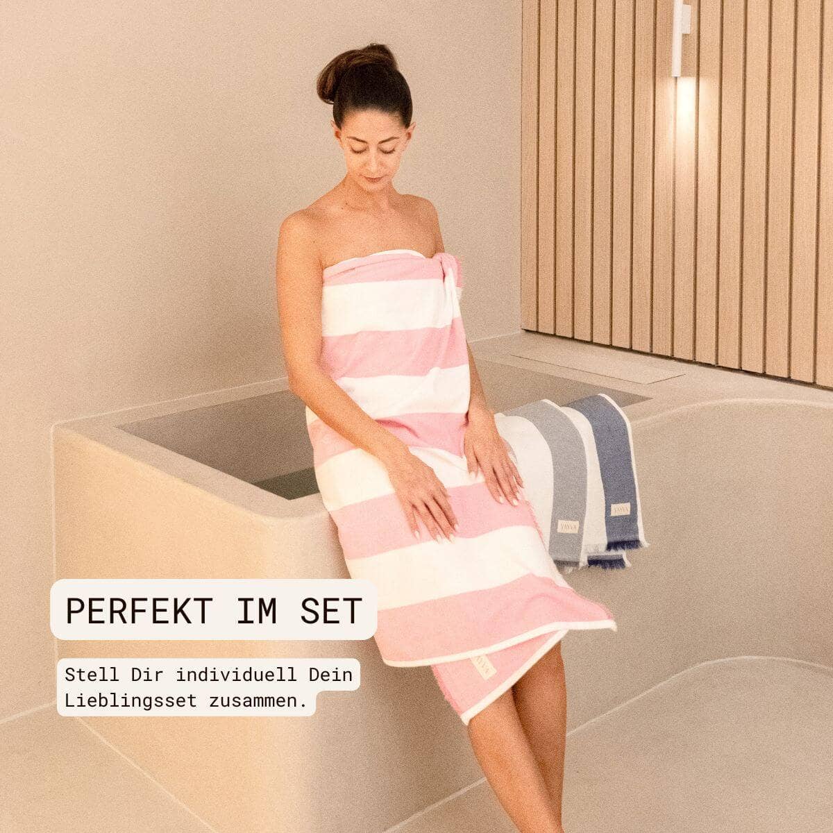 VAYVA - Vente Serviette de plage - Serviette éponge rayée Santorini en coton3