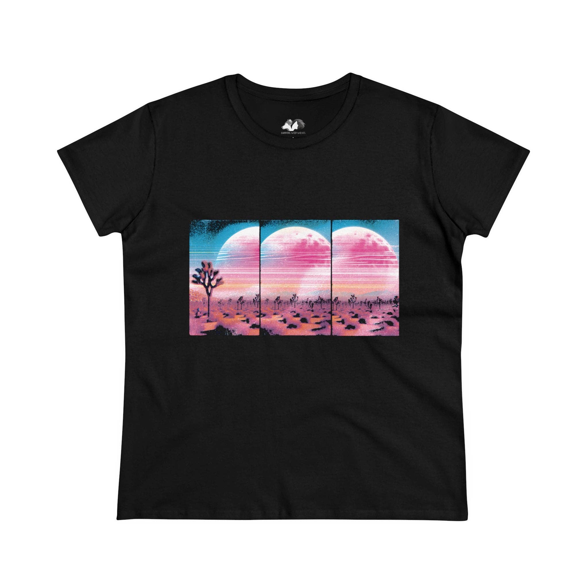 Running With Wolves - Wholesale Screen Printed T-Shirt - Women's - Alternate -100% Cotton Graphic Tee Vintage Plus Size Options0