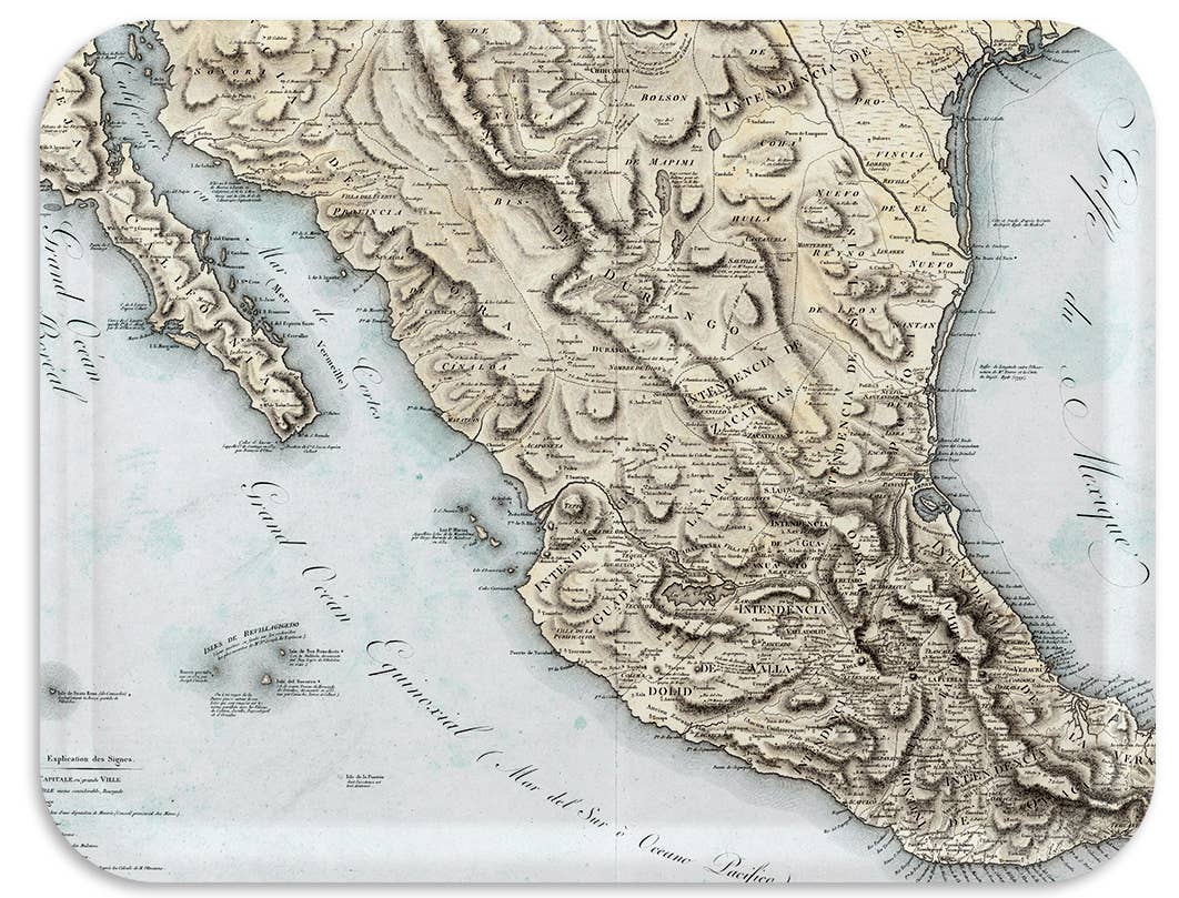 Trays4Us - Wholesale Serving Tray - Mexico 1809 Serving Map Tray0