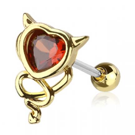 CAT FACE HEART 316L SURGICAL STEEL CARTILAGE BARBELL for wholesale by CRAVE