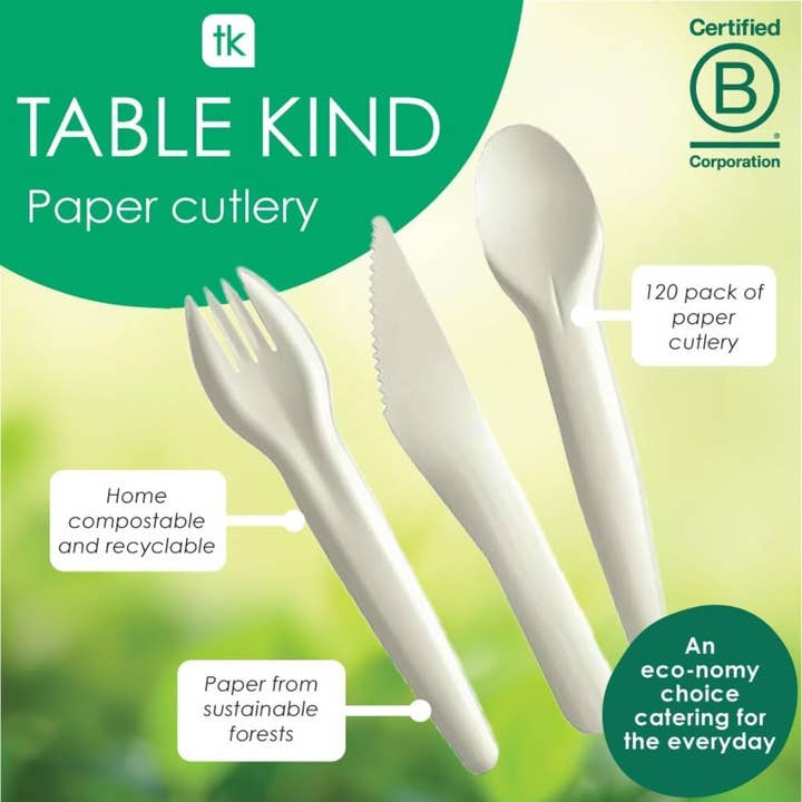 Talking Tables UK - Wholesale Disposable servingware set - Table Kind Paper Cutlery - 120 Pack4