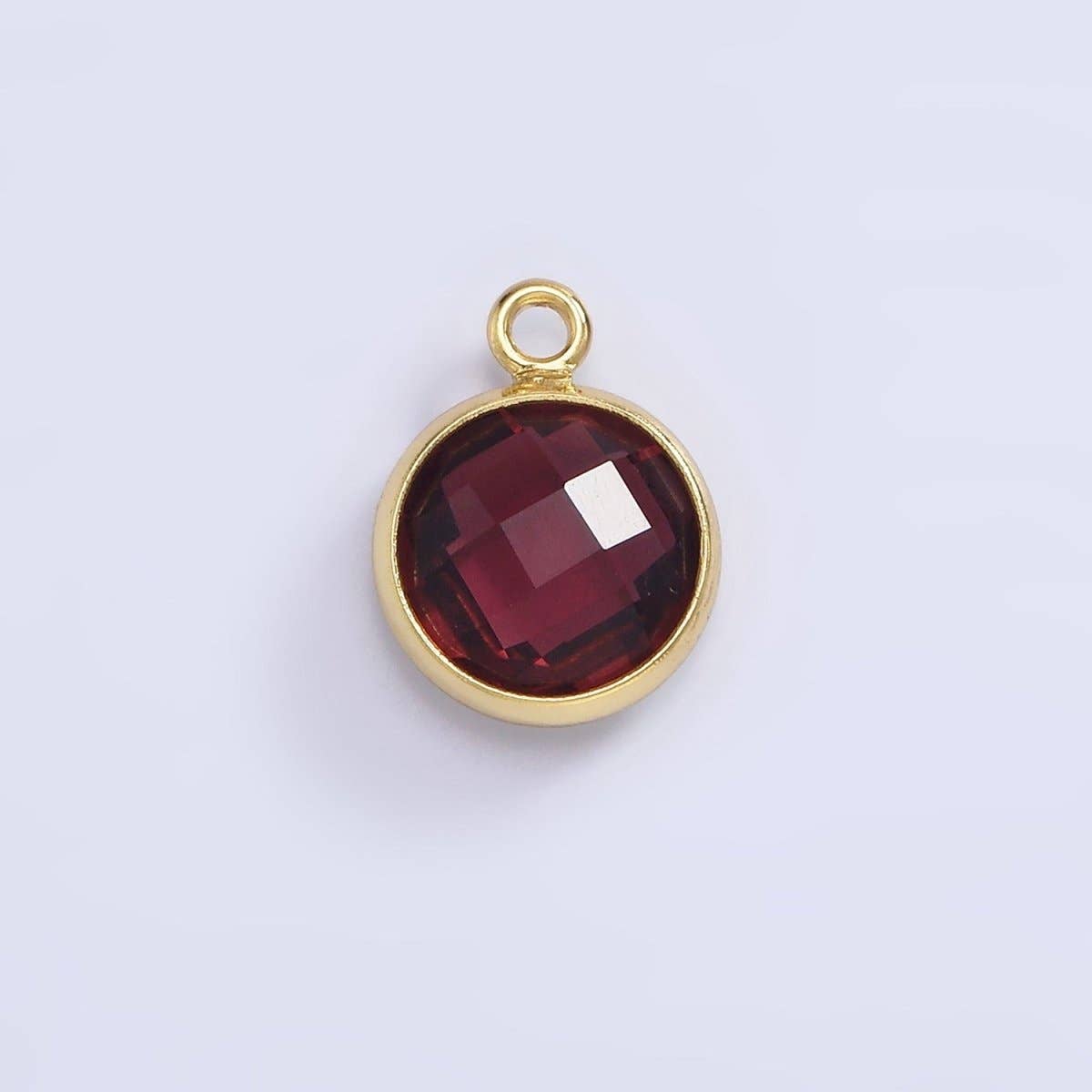 Aim Eternal - Wholesale Individual Charm/Pendant - 9mm Round BIRTHSTONE Cubic Zirconia Circle Gold Charm Add on Component For Jewelry Making | N-1209 N-12105