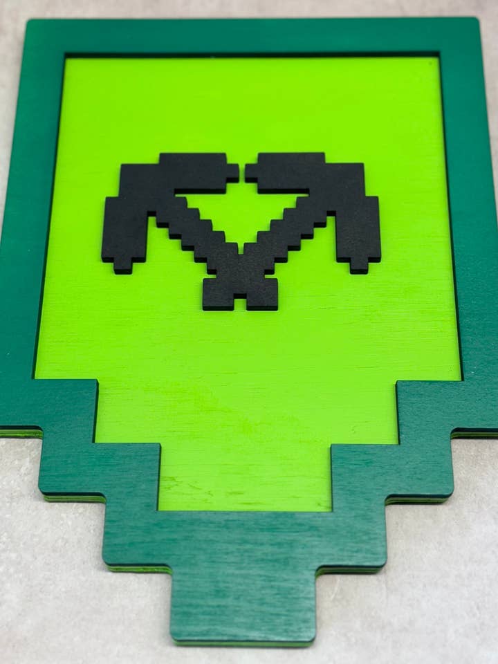 Wooden Shield With Crest, Minecraft Style for wholesale by Crayon Eater Designs