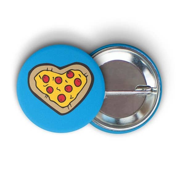 Botón redondo con forma de corazón de pizza para venta al por mayor de RAD Stickers + Doodads