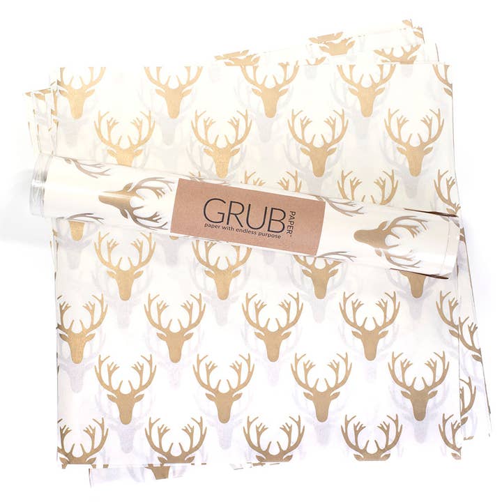 Eat Drink Host - Wholesale Disposable Table Cover/Runner - GRUB Paper - Gold Stag