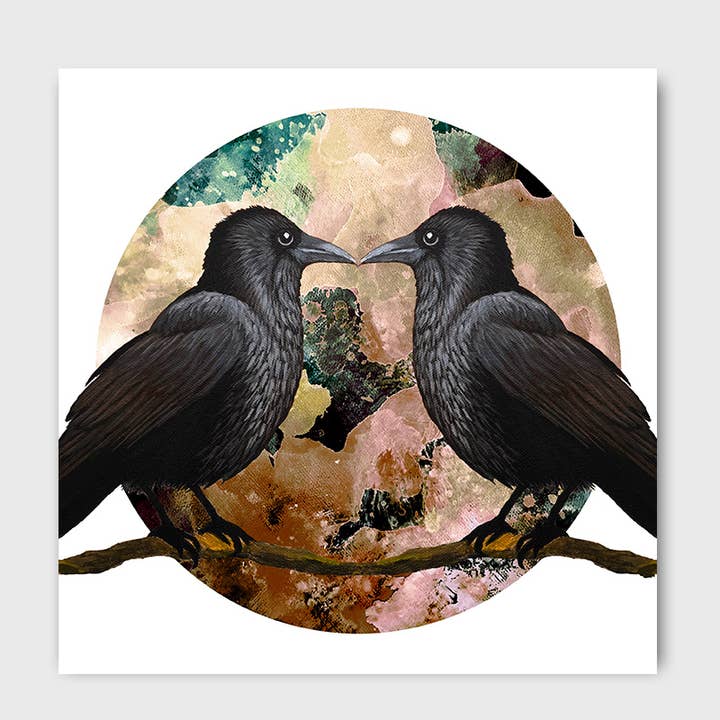 Univers Crows Kunsttryk, Brun 8x8" for engroshandel hos Jeanelle Demers
