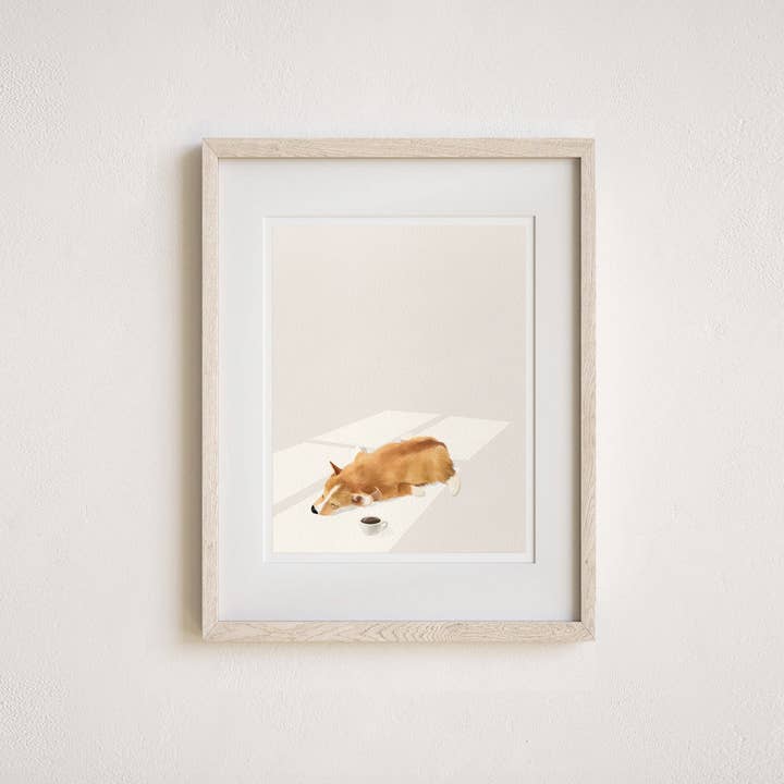 Pawssionate Art - Wholesale Art Print - Always Tired Corgi Art Print