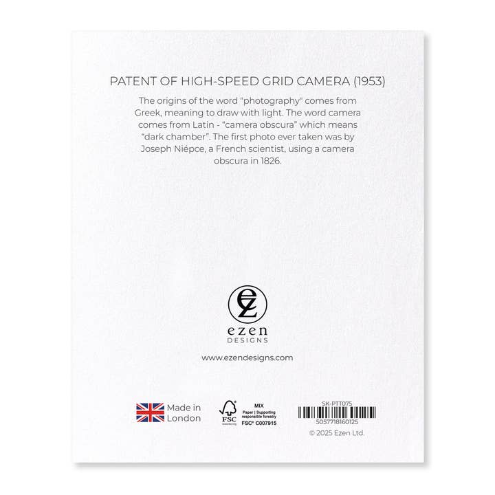 Ezen Trade – wholesale Sticker – PATENT OF HIGH-SPEED GRID CAMERA (1953): Patent Sticker Set1