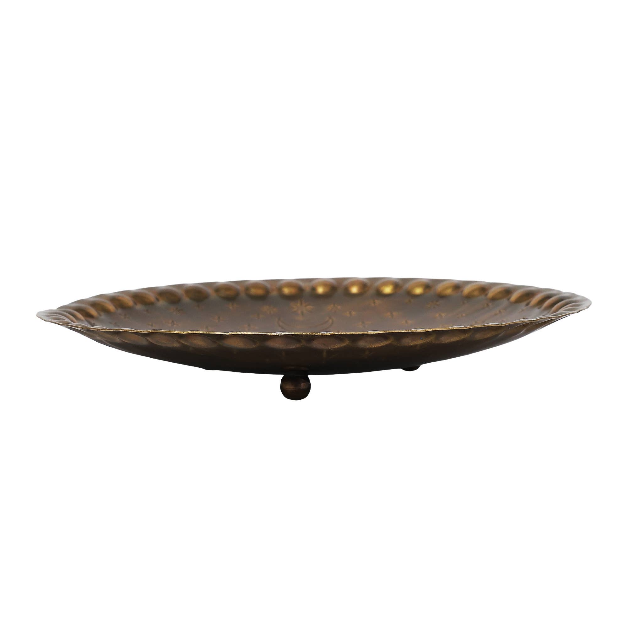 Vrinda - Wholesale Meditation Supplies - Brass Altar Plate Phases of Moon & Stars 6"1