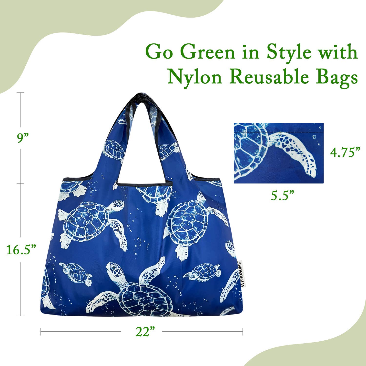 Wrapables.com - Vente Sacs de course/à provisions - Sac de courses réutilisable en nylon grand format Wrapables36