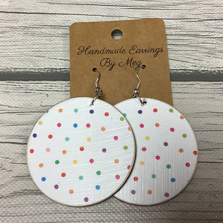 Multi polkadot 2 pouces pour la vente par Handmade Earrings By Meg