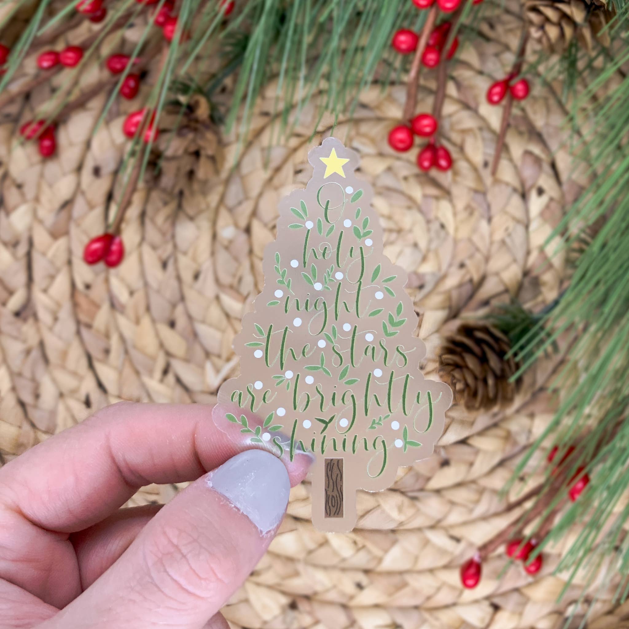 Savannah and James Co - Vendita all'ingrosso Adesivo - O Holy Night Christmas Tree Clear, adesivo in vinile 3x3 in.3