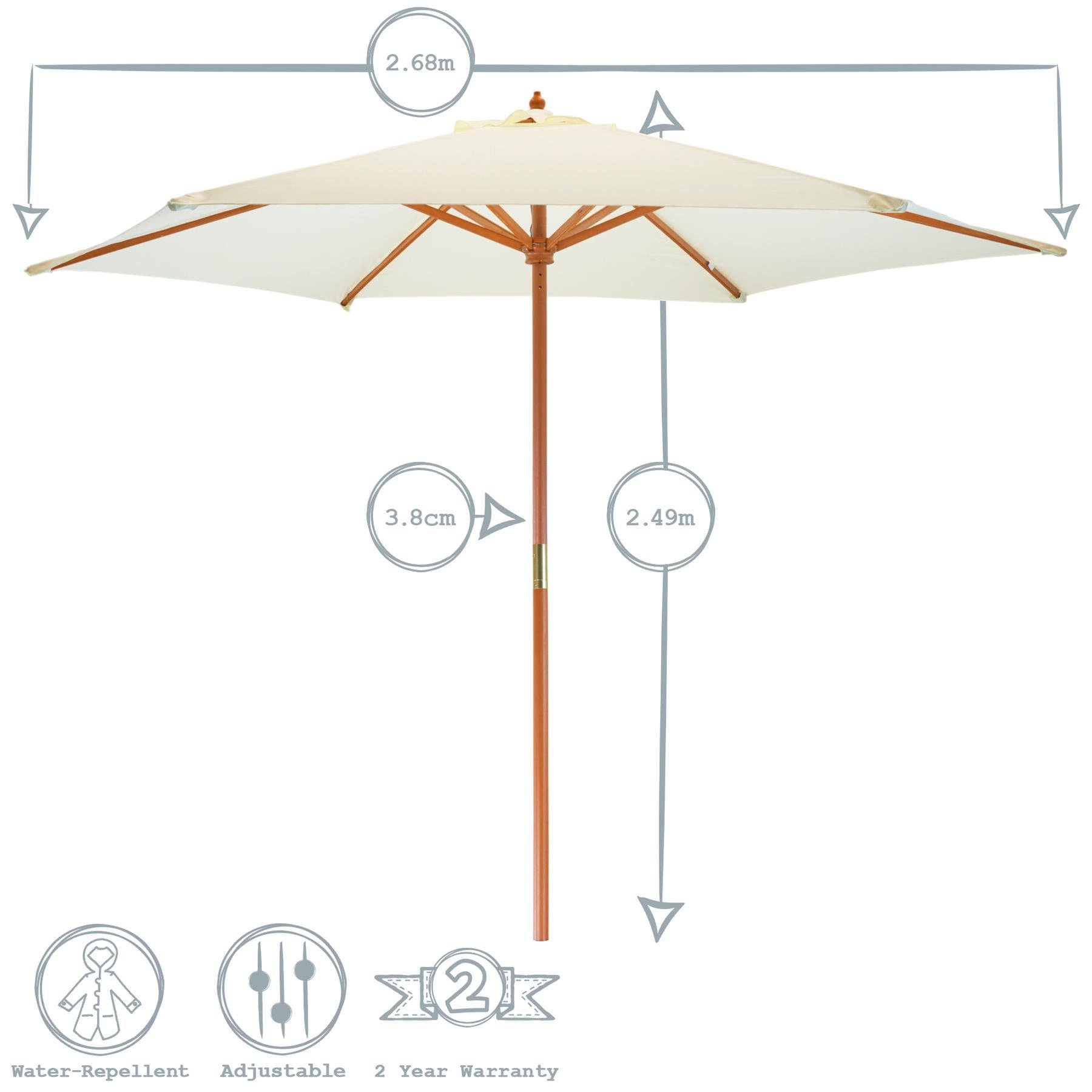 Rinkit Ltd – Engroshandel Udendørs pynt/dekoration – Harbour Housewares Have Parasol - Træramme - Sten2