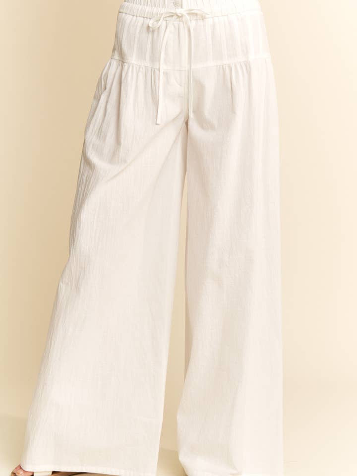 Hers & Mine - Wholesale Pants - Women's - PINTUCKED WAIST LINE LINEN PANTS