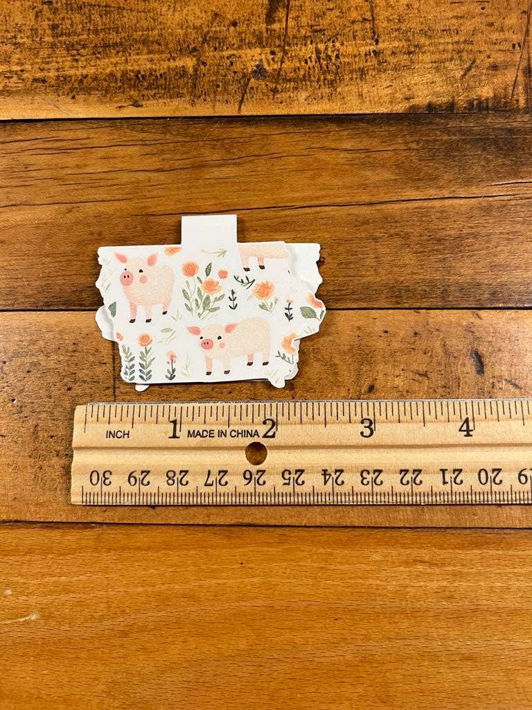 Iowa Paper Farm - Wholesale Bookmark - Iowa shaped pigs and flowers magnetic bookmark6