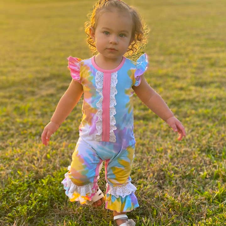 AnnLoren - Wholesale Jumpsuit - Baby - Pastel Tie Dye Baby Girls Spring Romper Easter Kids Clothes