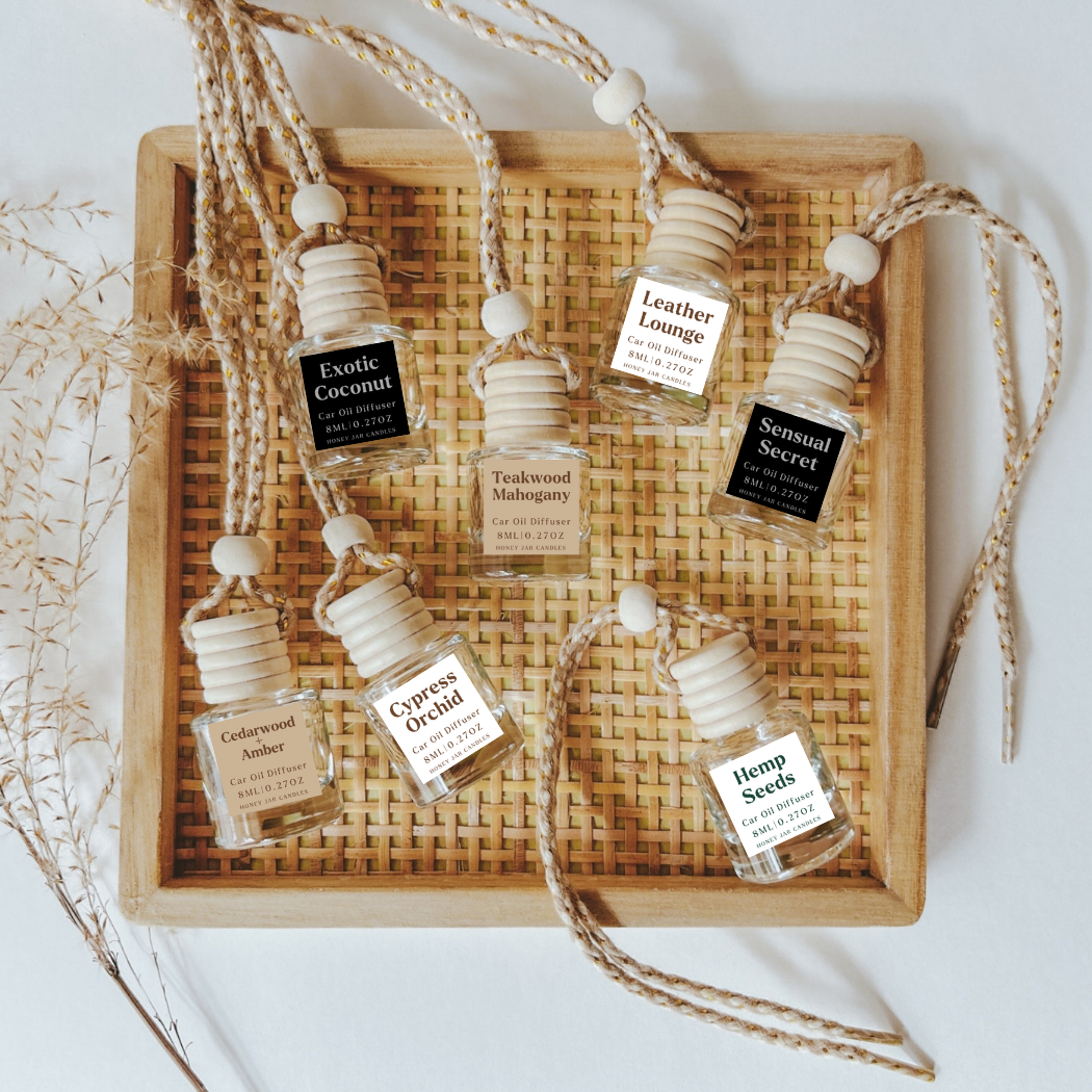 Honey Jar Creations - Wholesale Car Freshener - Unisex - Hanging Car Diffusers | Teakwood Mahogany | Made in USA3