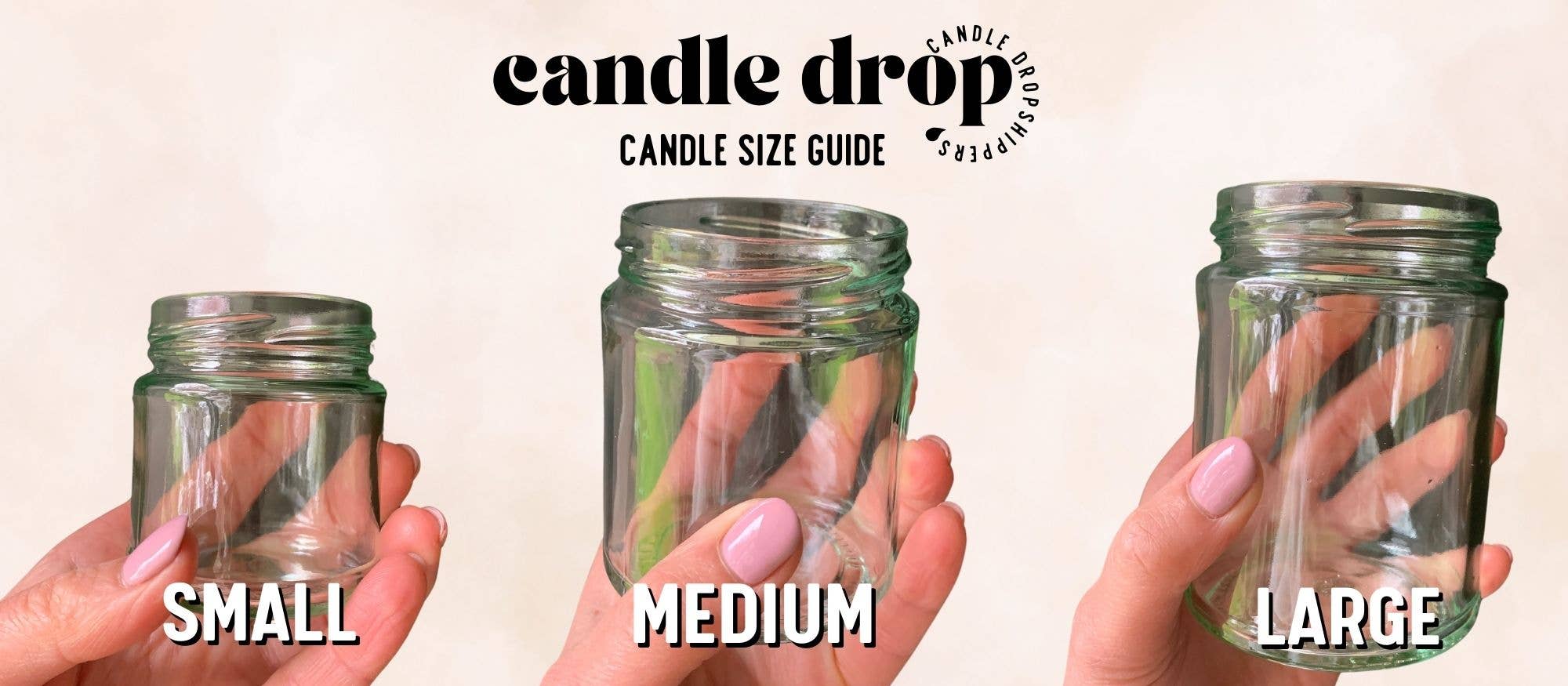 Candle Drop - Wholesale Jar/Filled Candle - Label Style 1 | Wholesale White Label Soy Candle | Clear Jar30
