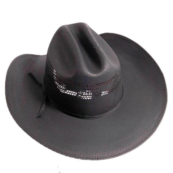 Black Wide Leather Brim Sun Hat - Style Bozeman | Open Sizing 12 for wholesale on Faire