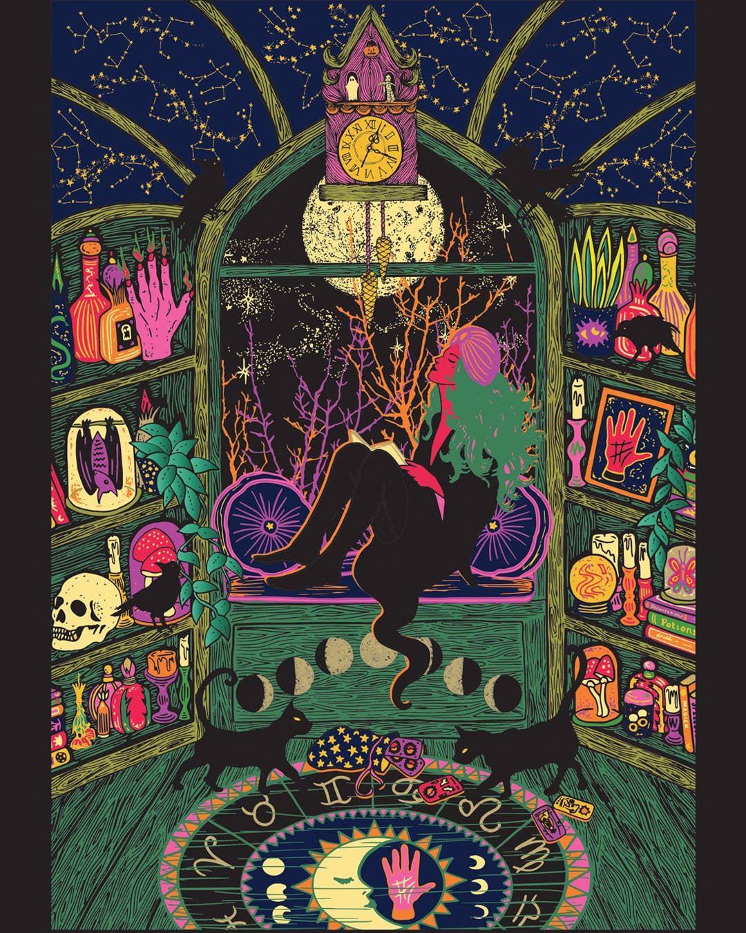 Lost Plots - Vente Affiche d'art - Stargazer Print - Zodiaque - Astrologue Print - Halloween1