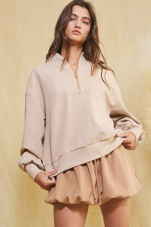 BUCKETLIST INC - Wholesale Sweatshirt - Women's - IT2154 Half Zip-up Scuba Sweatshirts49