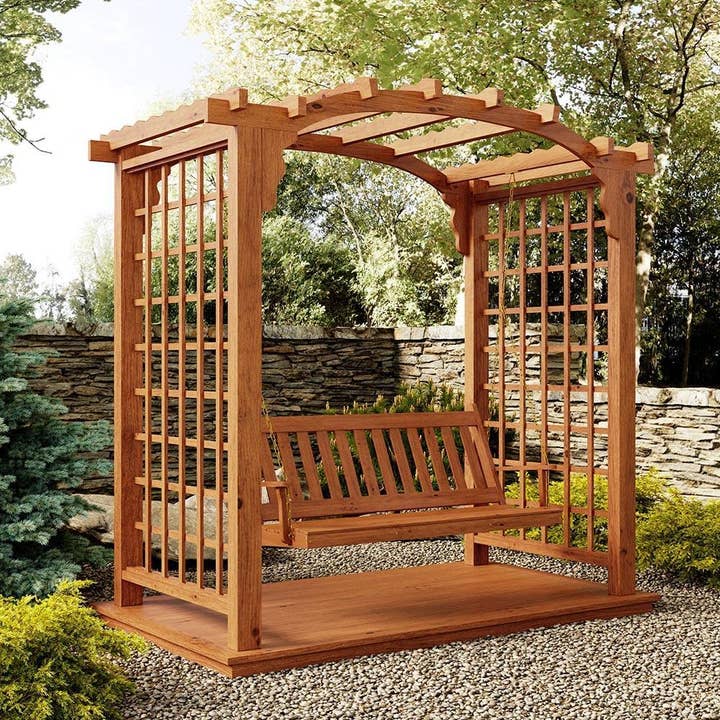 The Porch Swing Company - Wholesale Swing Set - Keystone Amish Co. Georgetown Cedar Arbor With Swing Set