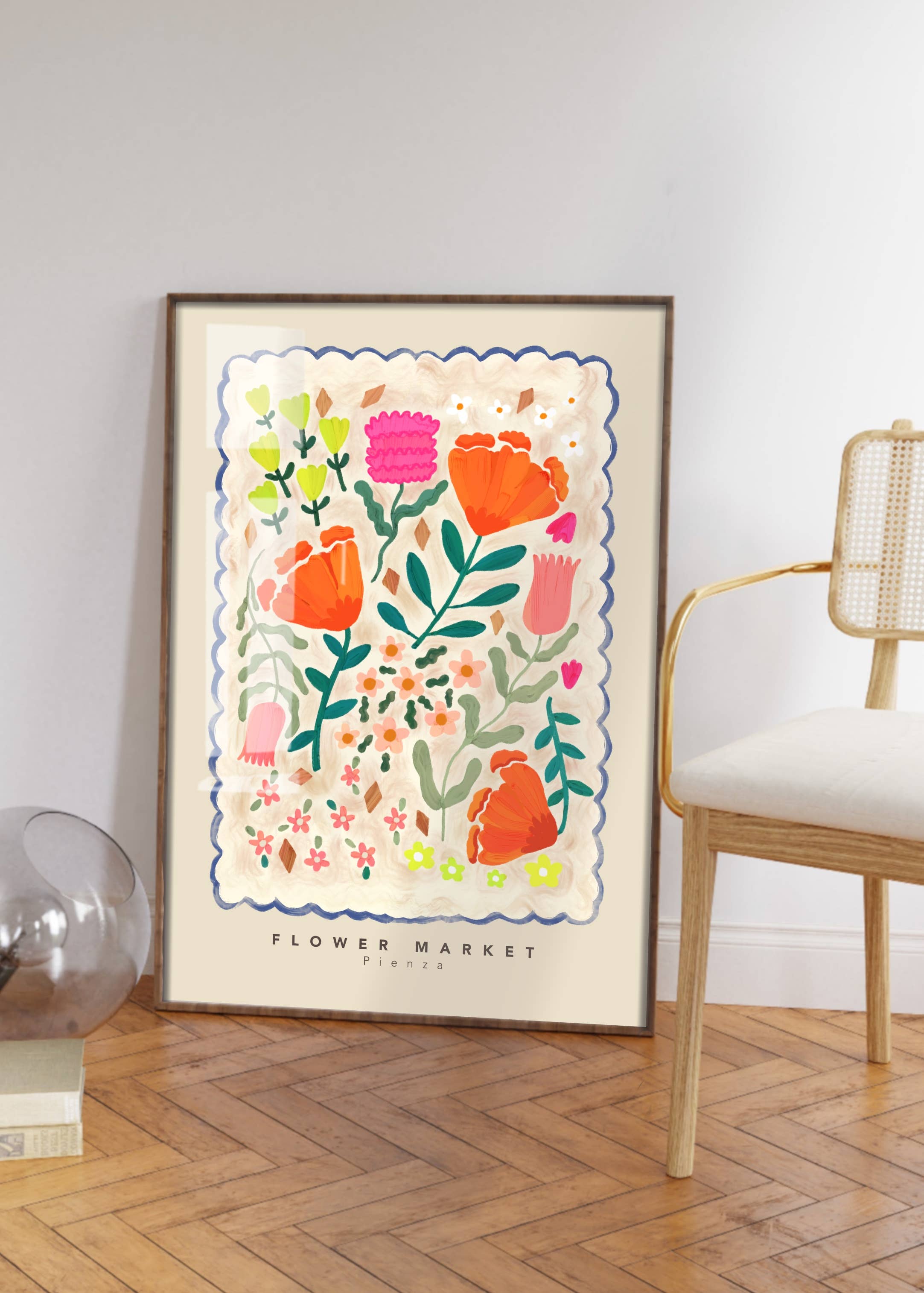 Kate Fox Design – wholesale Art print – Flower Market Pienza Print, Illustration, Modern, Colourfu3