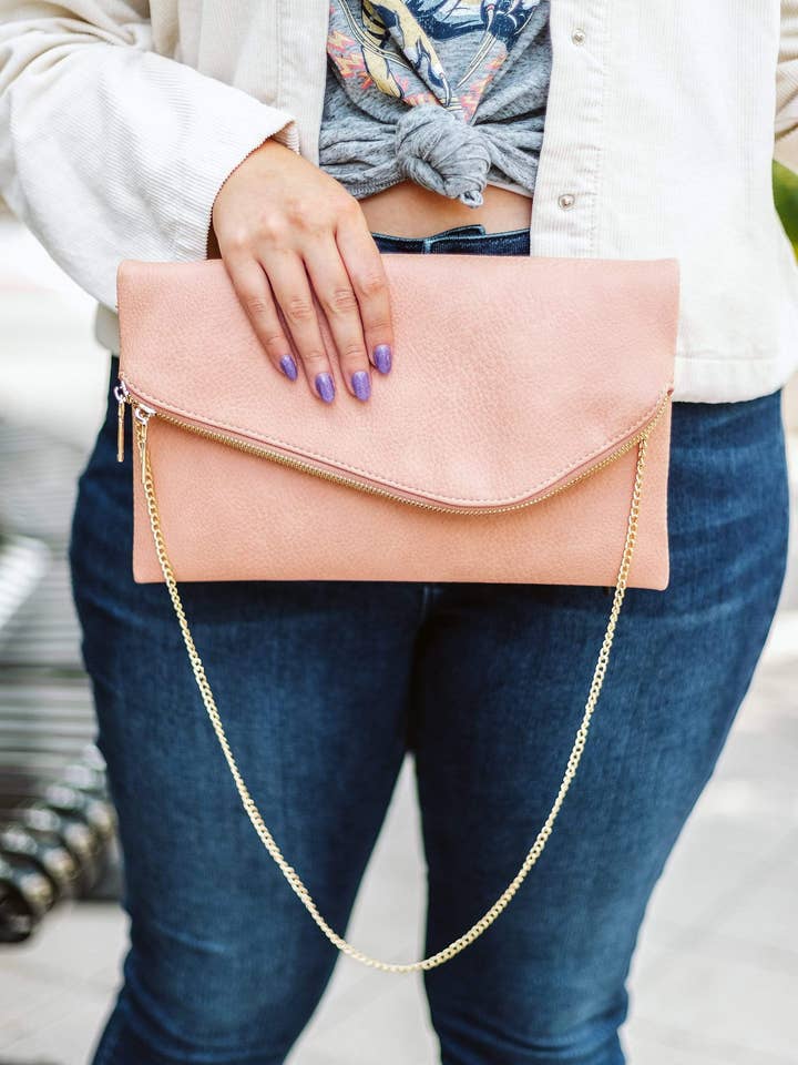 The Lucy Clutch | Rosa con chiusura a cerniera per la vendita all'ingrosso da parte di Glitzy Girlz