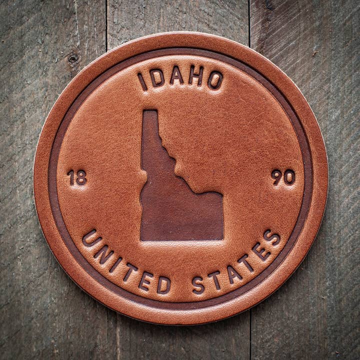 Idaho State Silhouette Leather Coaster for wholesale by Sugarhouse Leather