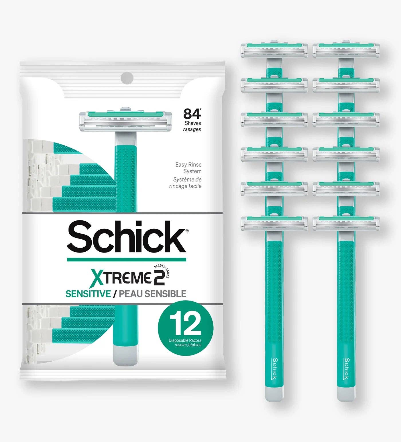 green SCHICK Xtreme Sensitive 2-Blade Disposable Razors - 12 CT for wholesale on Faire