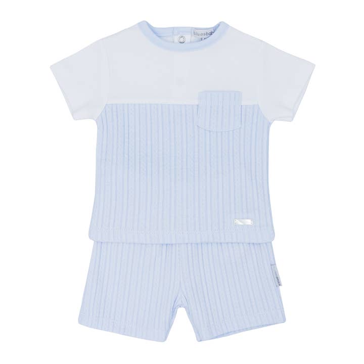 Boys blue cable short set (3) for wholesale by Blues Baby