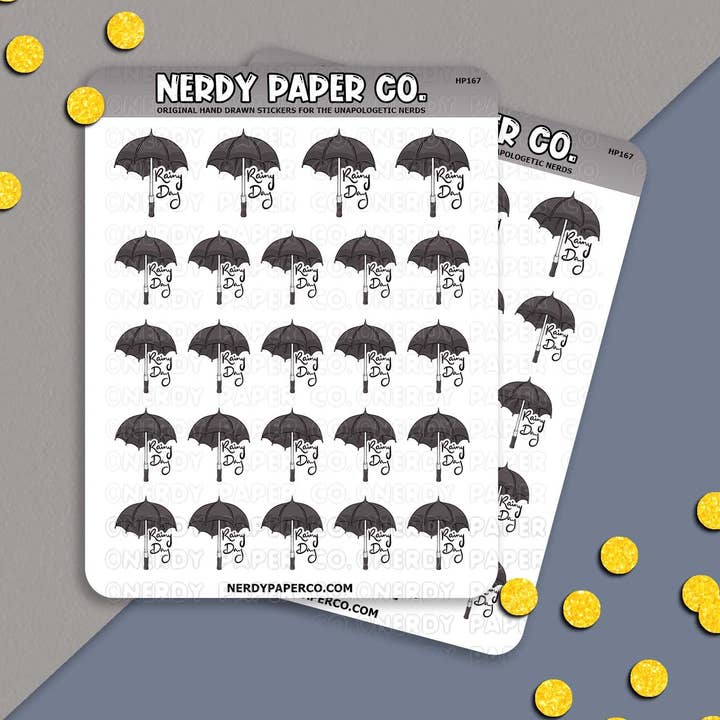 Rainy Day - Adesivi per agenda disegnati a mano - Deco | HP167 per la vendita all'ingrosso da parte di NERDY PAPER CO.