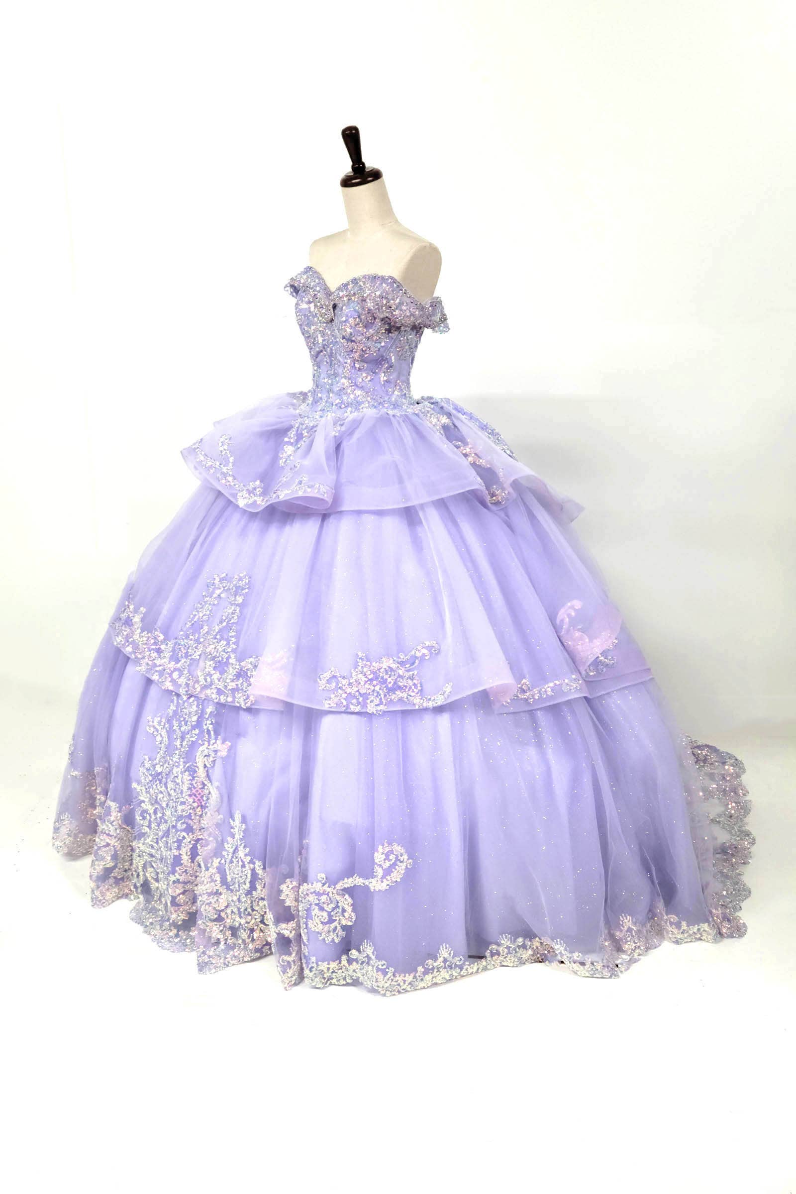 Chicas - Wholesale Dress - Women's - Multilayered Quince Dress With Bow and Sequins CHF306324