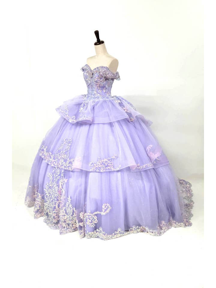 Chicas - Wholesale Dress - Women's - Multilayered Quince Dress With Bow and Sequins CHF306324