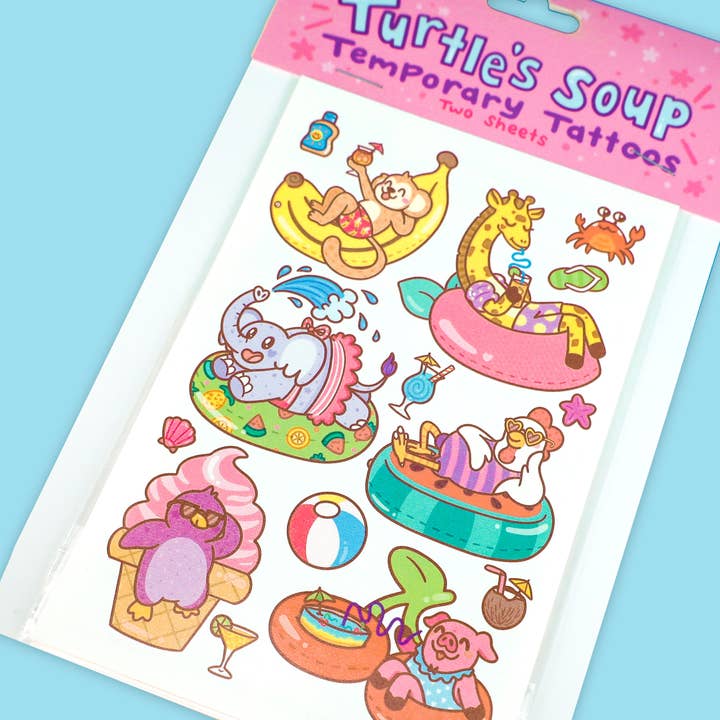 Turtle's Soup – Großhandel Temporäre Tattoos – Temporäre Tattoo-Blätter für Poolpartys, Strandtag