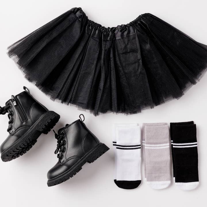 squid socks – Engroshandel Strømper - Børn og baby – City - Skridsikre Babystrømper - Sort, Grå, Hvid med Striber4