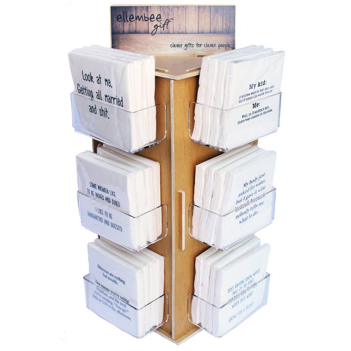 ellembee gift - Wholesale Retailer Display - Paper & Novelty - EMPTY 12 Pocket Style Spinner Display For Cocktail Napkins1